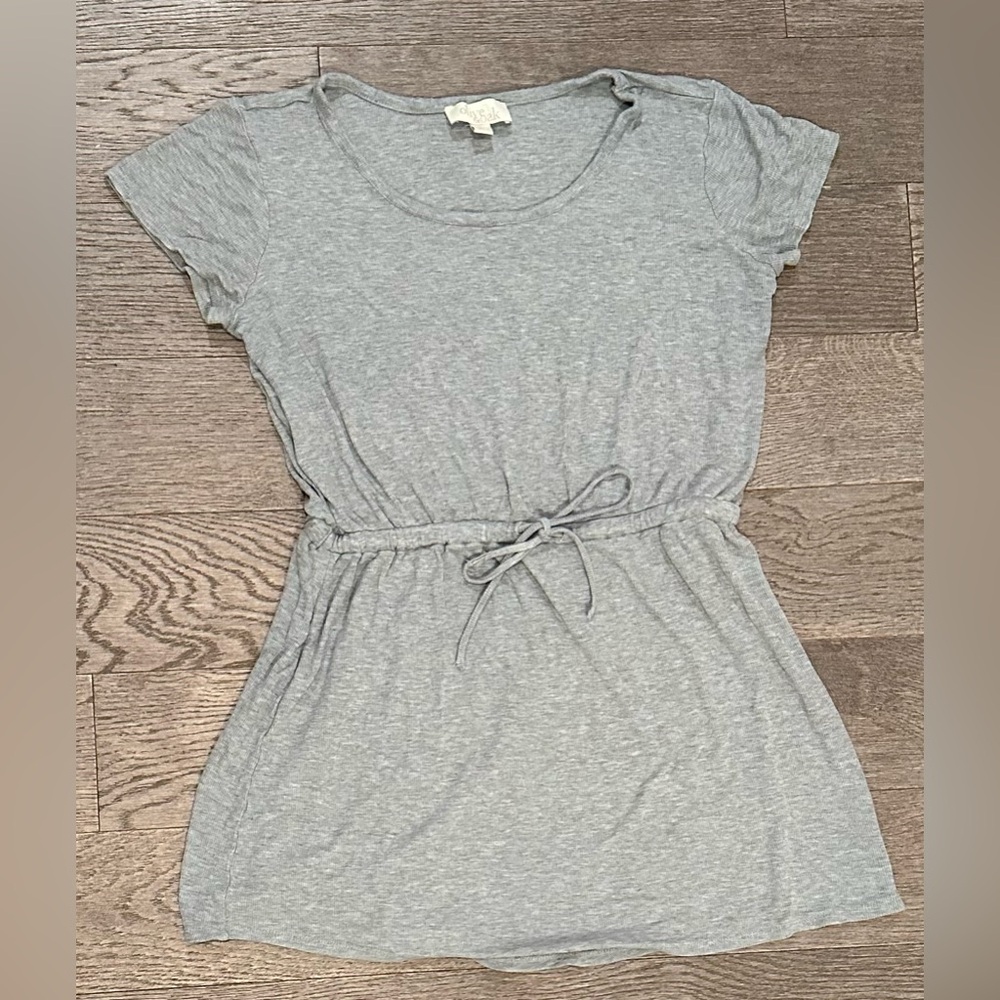 Olive & Oak Grey Ribbed Short Sleeve  Adjustable Waist Mini Dress Size L